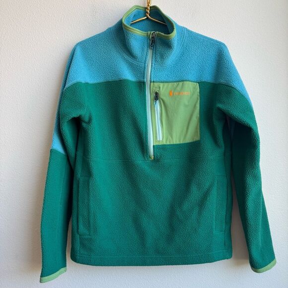 Cotopaxi Adult Small Abrazo Green Blue 1/2 Zip Mock Neck Pullover Fleece Jacket - Picture 2 of 7